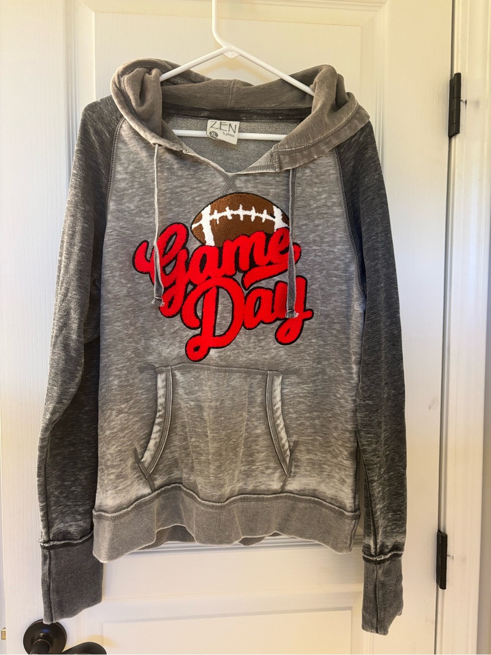 Game Day Gray Hoodie with Football Graphic